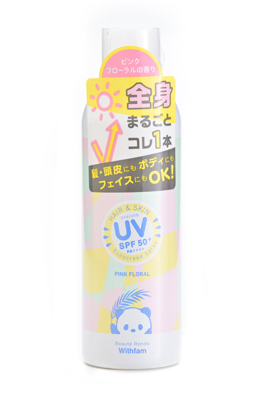 WITHFAM | HAIR & SKIN UV SPRAY 200g | 頭髮及肌膚UV防曬噴霧粉紅色花香200克